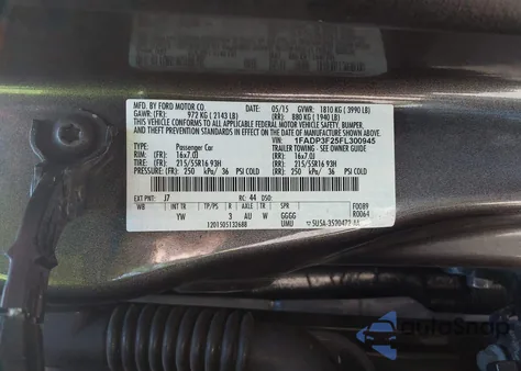 2015 Ford Focus Se from USA, damaged, VIN 1FADP3F25FL300945